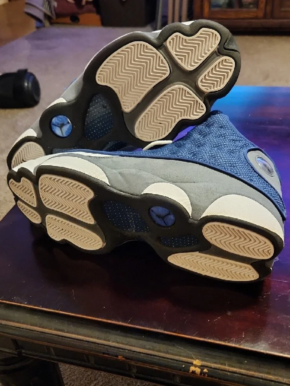 Jordan 13 "Flint" 2020 Blue and White Retro Basketball Sneakers - Picture 6 of 9